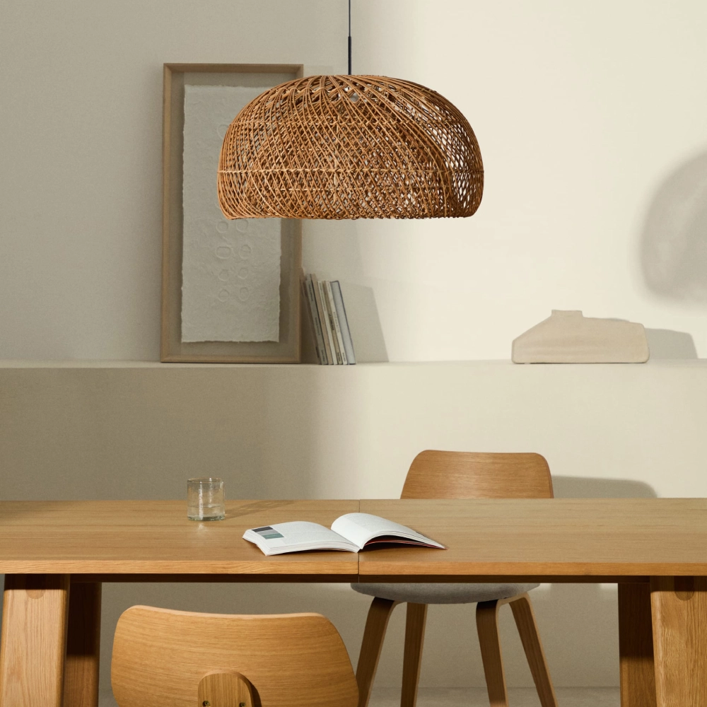 Candeeiro de Teto em Rattan natural Isoren Ø60x33 Candeeiro de Teto em Rattan natural Isoren Ø60x33