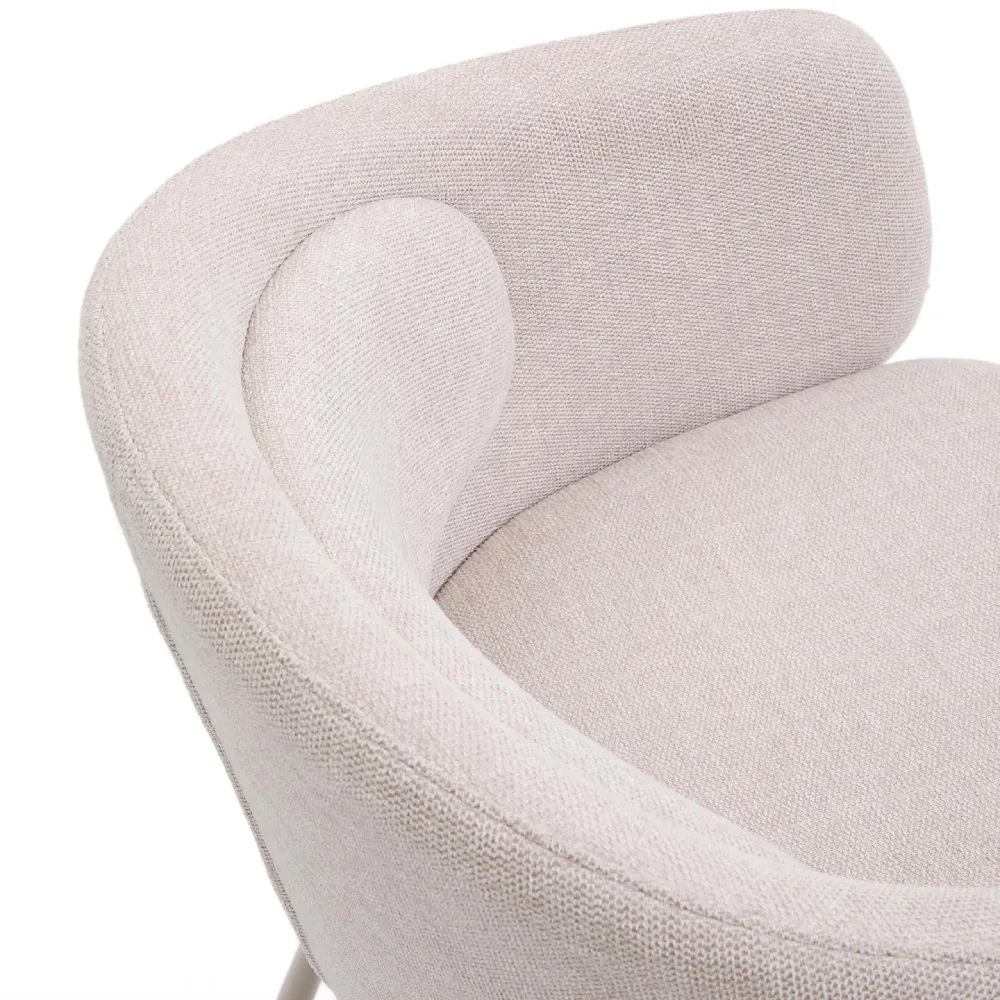 Cadeira com braços estofada chenille bege Mida Cadeira com braços estofada chenille bege Mida