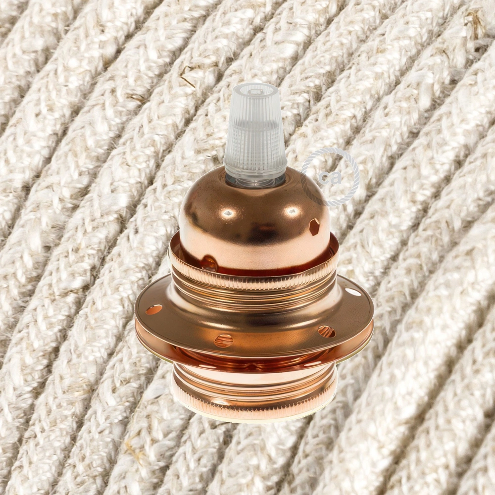 Kit Cabo Elétrico em Linho com Casquilho Cobre Casquilho de lâmpada de metal cobre sobre corda branca