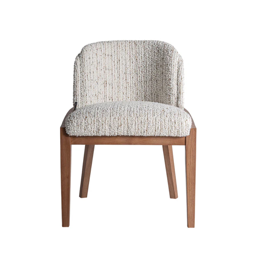 Cadeira estofada bege madeira seringueira Erbach Cadeira estofada bege madeira seringueira Erbach