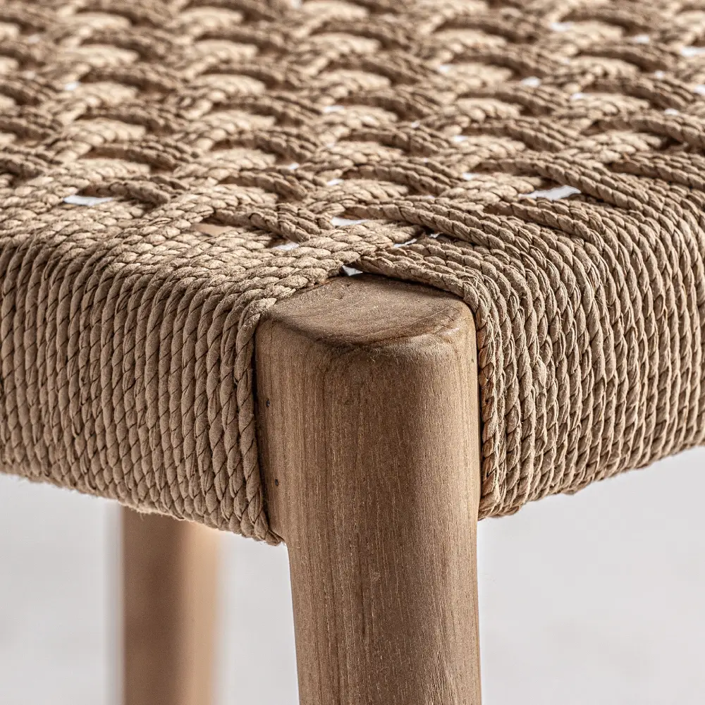 Cadeira em madeira teca e corda natural Caen Cadeira em madeira teca e corda natural Caen