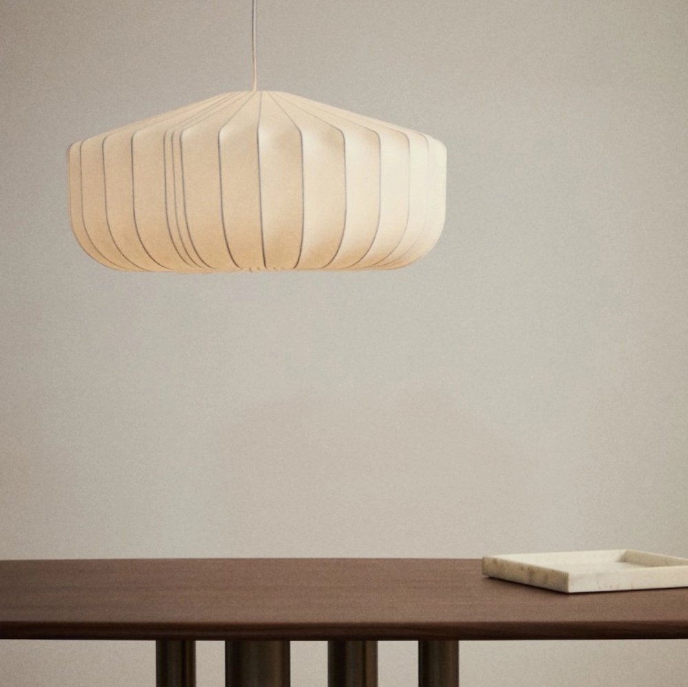 Candeeiro de teto em tecido seda branco Somaran Ø76 Candeeiro de teto em tecido seda branco Somaran Ø76