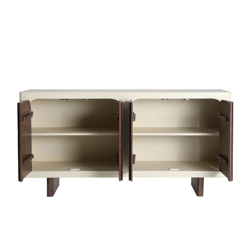 Aparador em madeira de acácia off-white Glaris 160x80 Aparador em madeira de acácia off-white Glaris 160x80