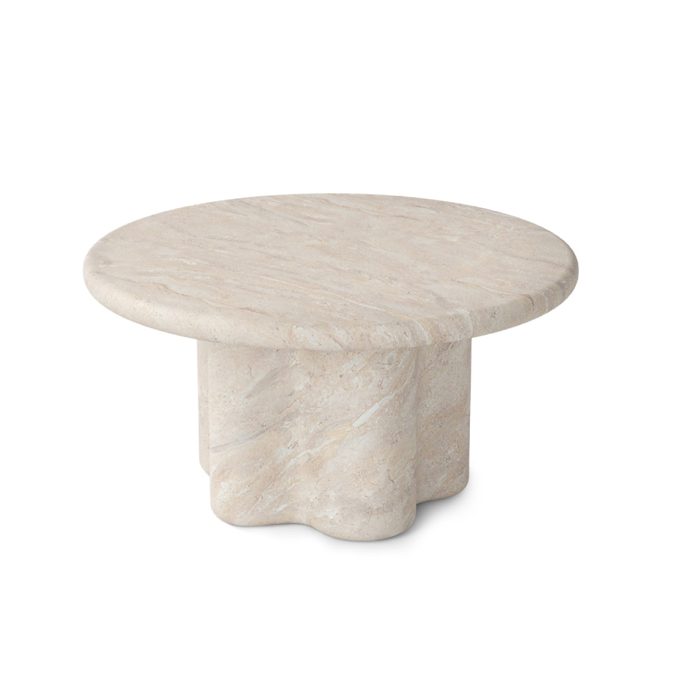 Mesa de centro em cimento e travertino Luigi Ø80x40 Mesa de centro em cimento e travertino Luigi Ø80x40