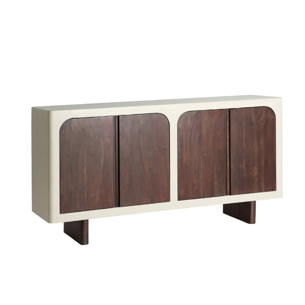 Aparador em madeira de acácia off-white Glaris 160x80 Aparador em madeira de acácia off-white Glaris 160x80