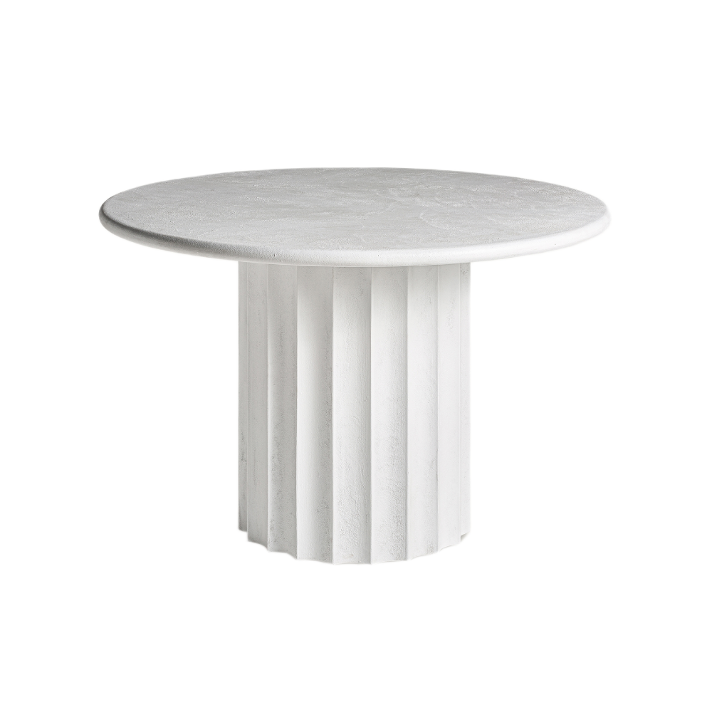 Mesa de jantar em madeira e resina branca Mulcey Ø120x77 Mesa de jantar em madeira e resina branca Mulcey Ø120x77
