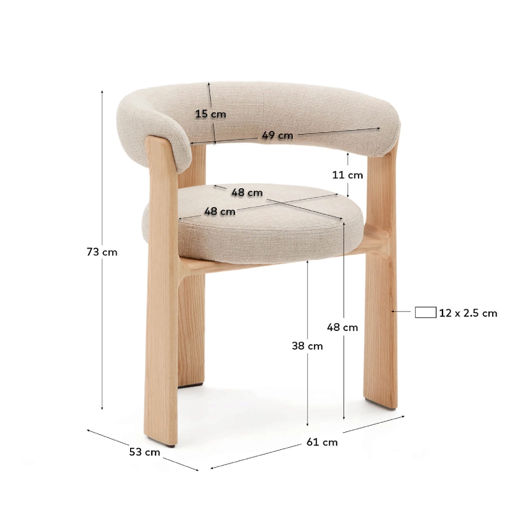 Cadeira com braços madeira freixo estofada Grani Cadeira com braços madeira freixo estofada Grani