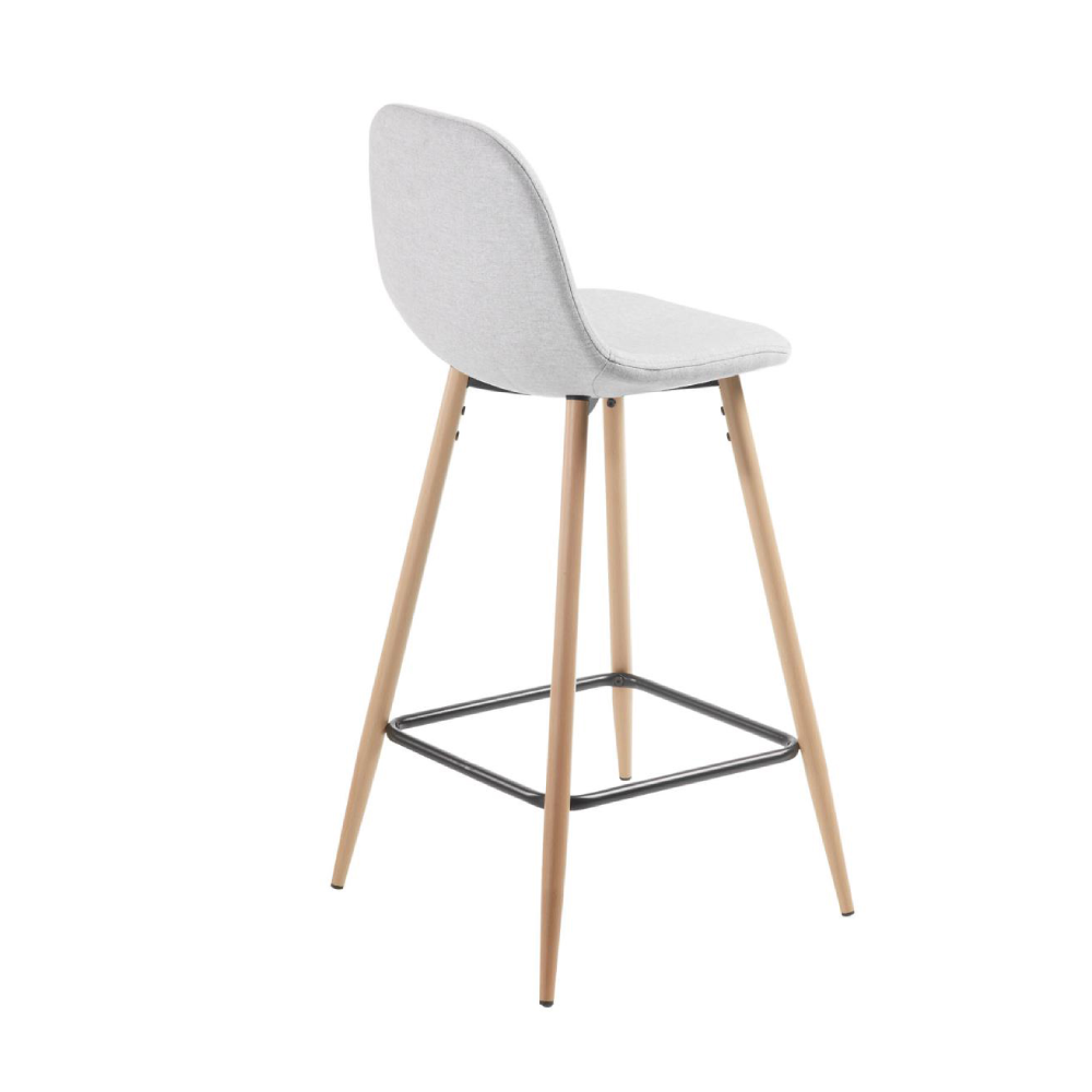 Cadeira alta estofada cinza Nolita 65cm Cadeira alta com assento cinza claro e pernas de madeira clara