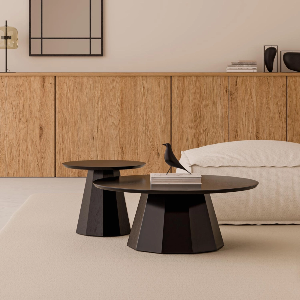 Mesa de centro madeira carvalho Homero Ø90x35 Mesa de centro madeira carvalho Homero Ø90x35