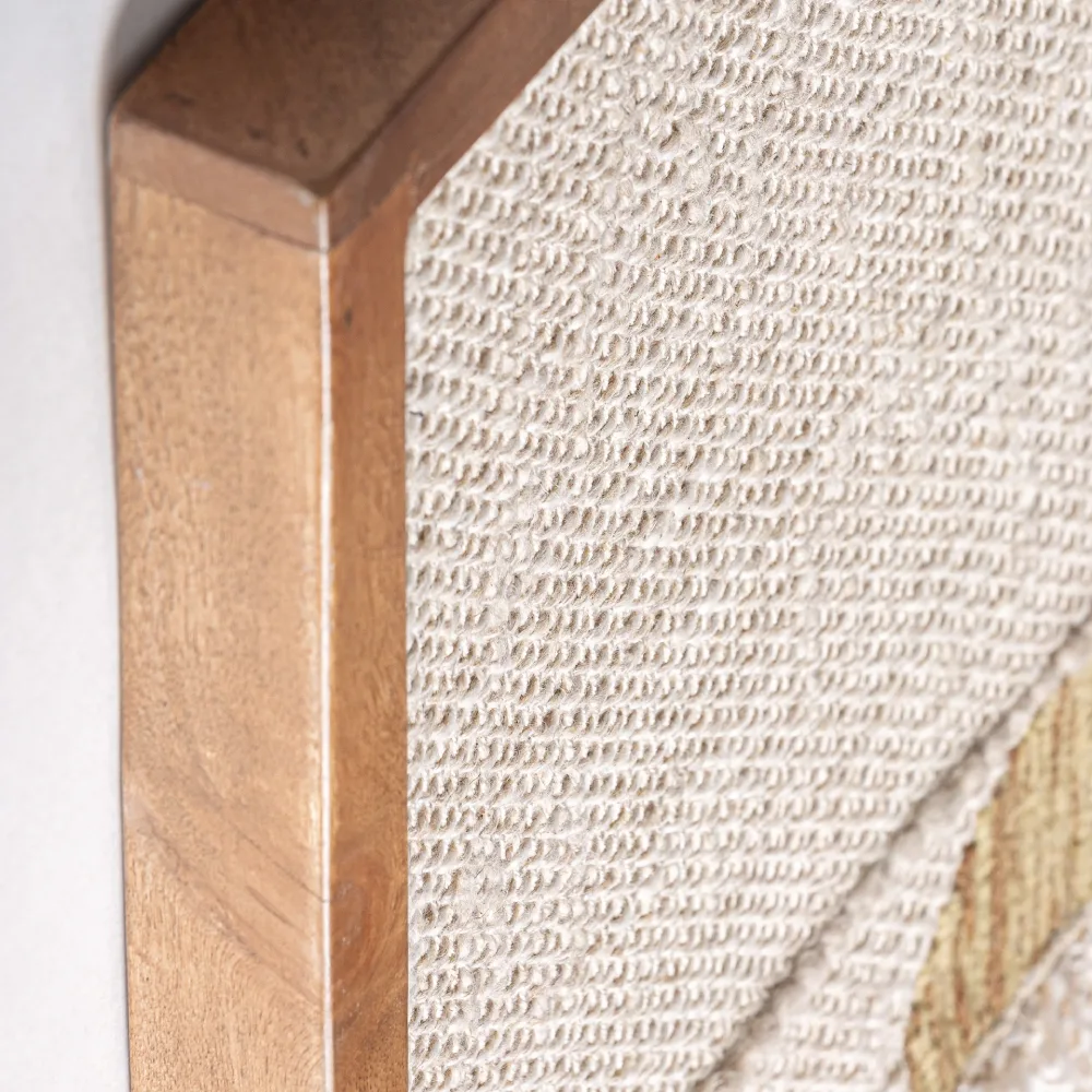 Quadro abstrato madeira e algodão bege Tum 76x107 Quadro abstrato madeira e algodão bege Tum 76x107