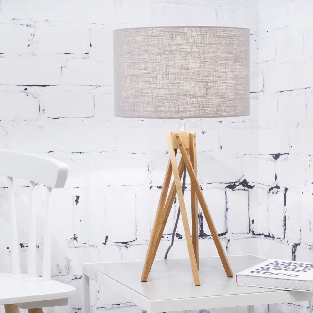 Candeeiro de Mesa em Madeira Bambu e Linho Kilimanjaro Candeeiro de Mesa em Madeira Bambu e Linho Kilimanjaro