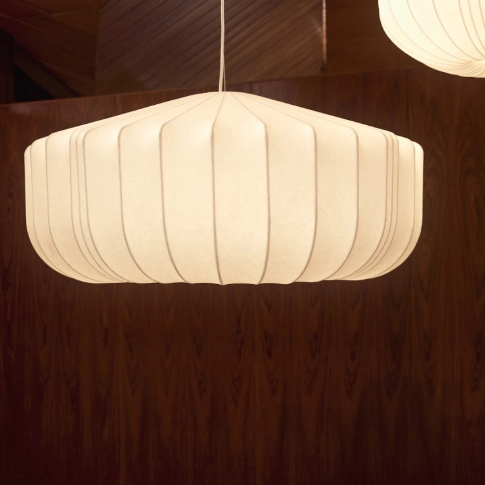 Candeeiro de teto em tecido seda branco Somaran Ø76 Candeeiro de teto em tecido seda branco Somaran Ø76