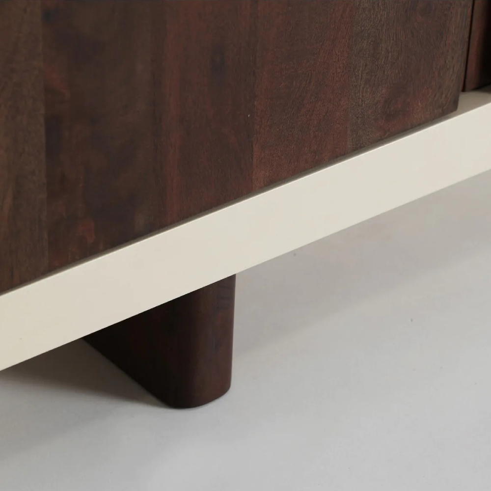 Móvel TV em madeira de acácia off-white Glaris 180x50 Móvel TV em madeira de acácia off-white Glaris 180x50