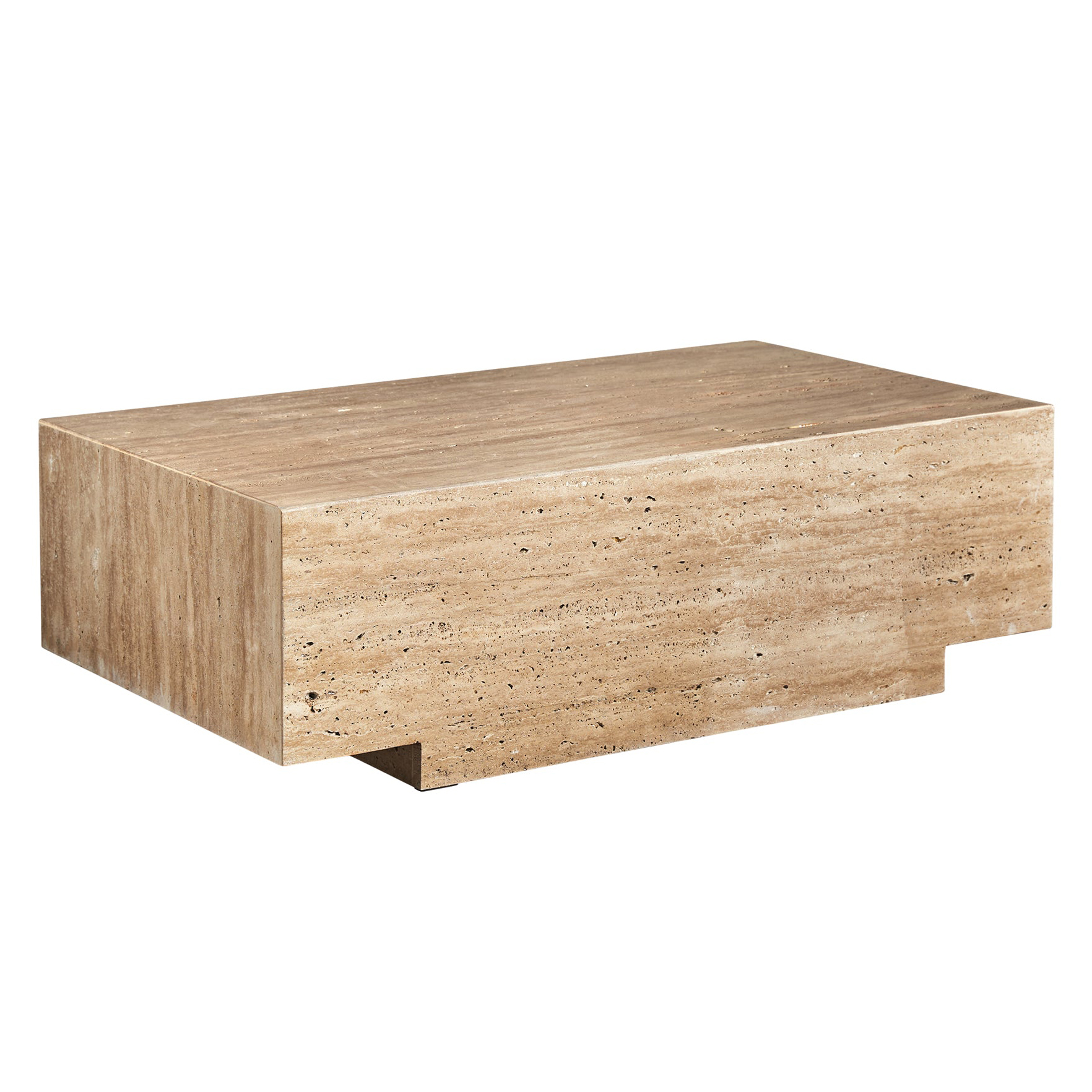 Mesa de centro Norddal, travertino, 96x56 Mesa de centro retangular em mármore bege com textura natural