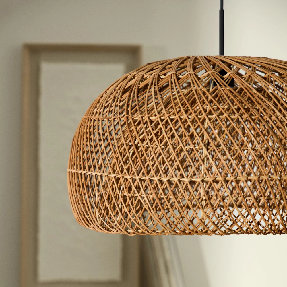 Candeeiro de Teto em Rattan natural Isoren Ø60x33 Candeeiro de Teto em Rattan natural Isoren Ø60x33