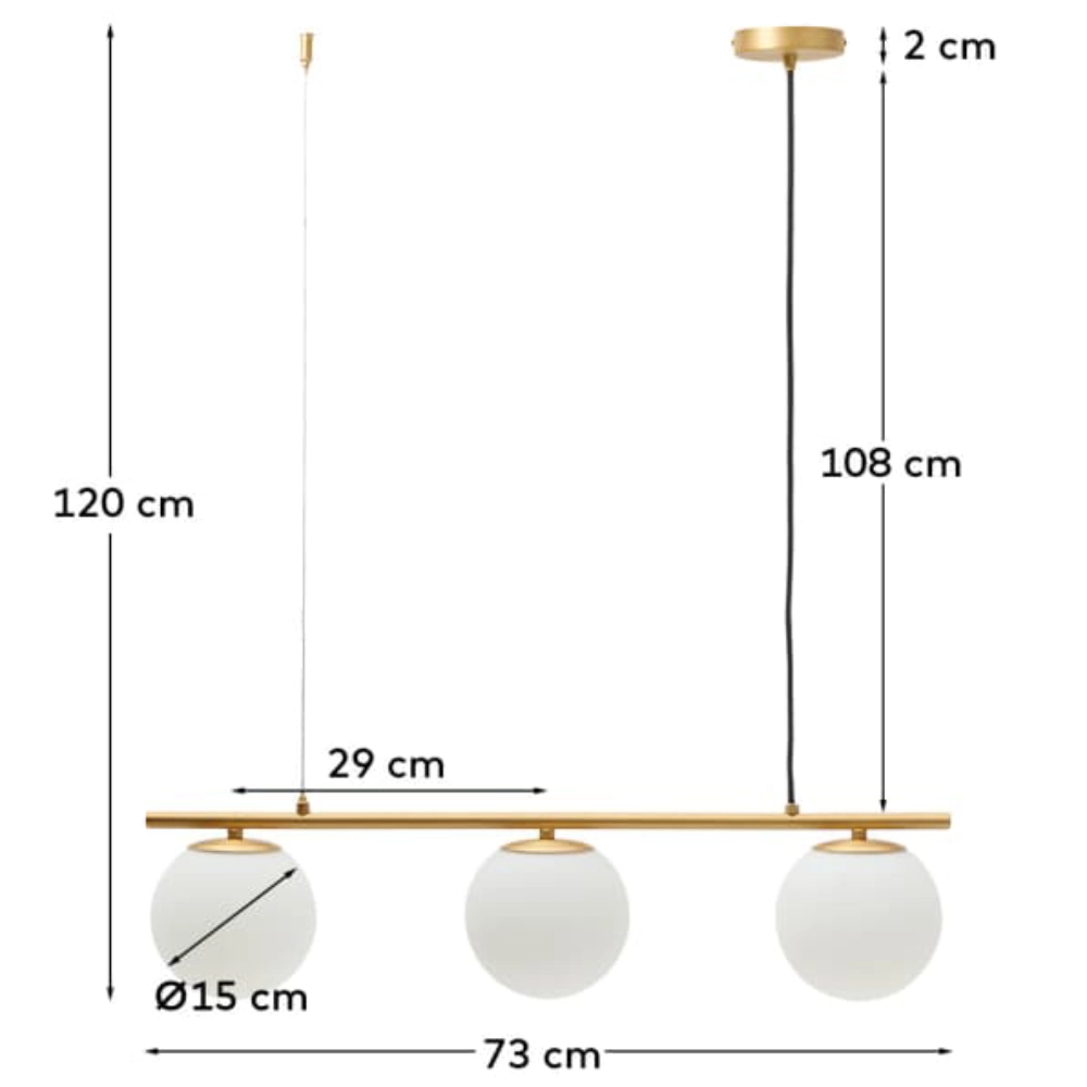 Candeeiro de teto em vidro fosco e metal dourado Brisa 73x120 Candeeiro de teto em vidro fosco e metal dourado Brisa 73x120