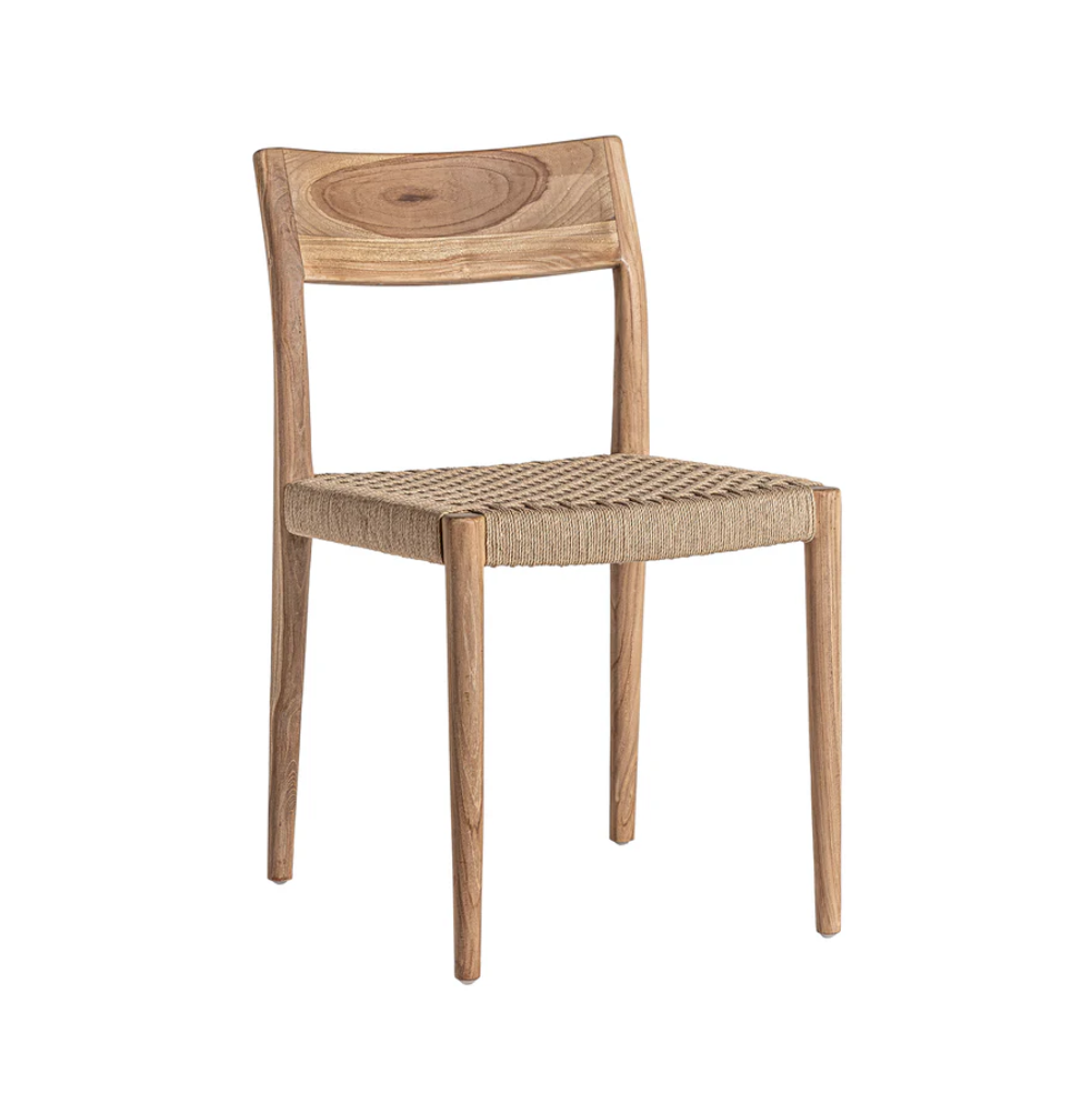 Cadeira em madeira teca e corda natural Caen Cadeira em madeira teca e corda natural Caen