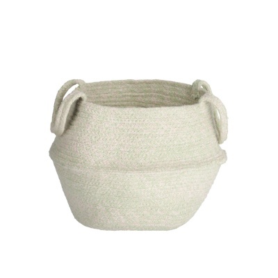 Cesta Siba, algodão, verde/branco, Ø25x28