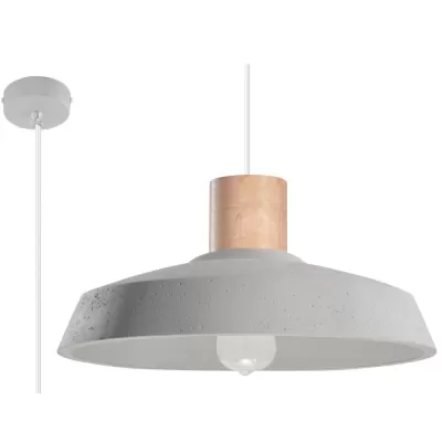 Candeeiro de Teto em Concreto e Madeira Afran Ø40x18