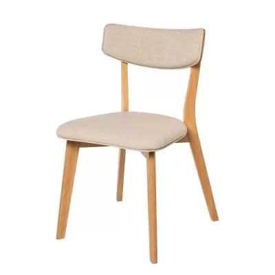 Cadeira estofada bege em carvalho Anais