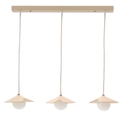 Candeeiro de teto em madeira e bolas de vidro branco Wilas