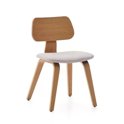 Cadeira com assento estofado bege em madeira Gene