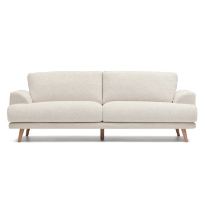 Sofá Karine, 3 lugares, estofado, branco cru