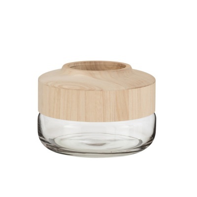 Vaso Wide, madeira manga/vidro, Ø25x18