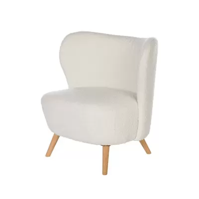 Cadeirão estofado bouclé branco Jaipur