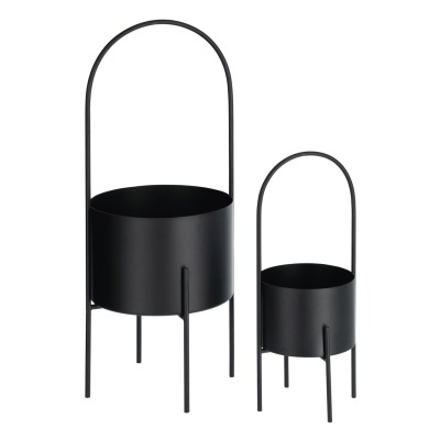 Vasos Marsha, metal, preto, (Conj.2)