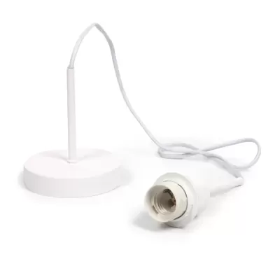 Kit Cabo Elétrico com Casquilho Branco e Cabo Branco 1,5 m