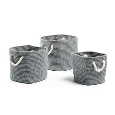 Cestas em corda de algodão, gris, (Conj.3)