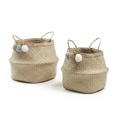 Cestas Sofile, c/alças, rattan natural, (Conj.2)