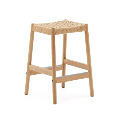 Banco alto Yalin, madeira carvalho, 66cm