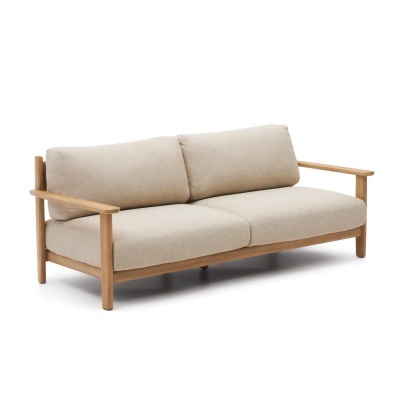 Sofá Tiran, 3 lugares, exterior, madeira teca, bege