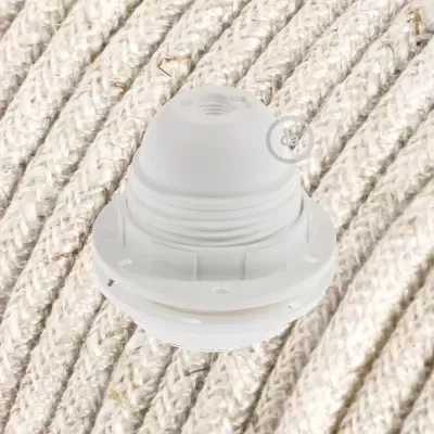 Kit Cabo Elétrico em Linho com Casquilho Branco