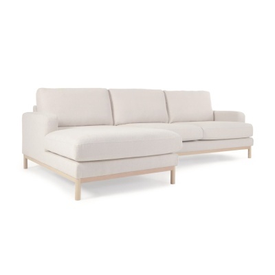 Sofá Mhia, 3 lugares, bouclé, chaise lounge, esq