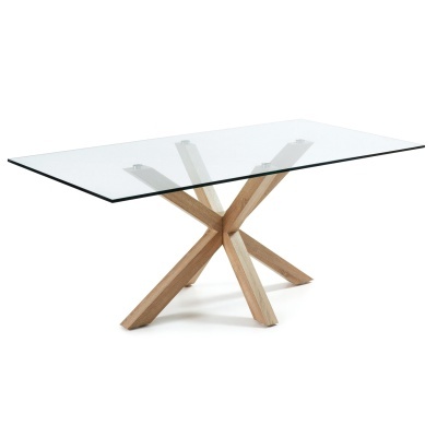 Mesa de jantar Arge, vidro/metal