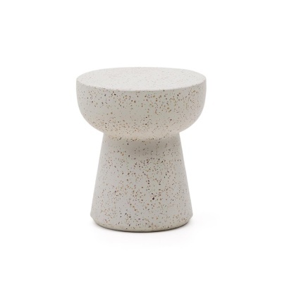 Mesa lateral Padra, terrazzo, branco, Ø40x45