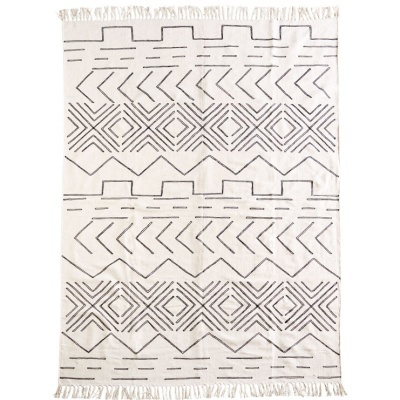 Tapete c/franjas, algodão, branco, 160x230