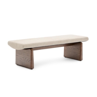 Banco Tupaz, chenille, madeira de freixo, nogueira