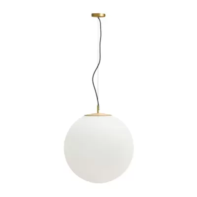 Candeeiro de teto em vidro fosco e metal dourado Brisa Ø50