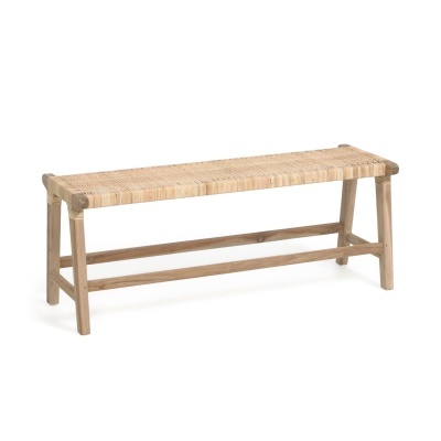 Banco Beta, madeira teca/rattan natural, 120x48