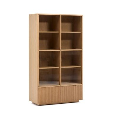 Vitrina Helvi, madeira carvalho/vidro, 100x174