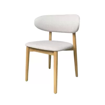 Cadeira estofada bege em madeira de olmo Volos