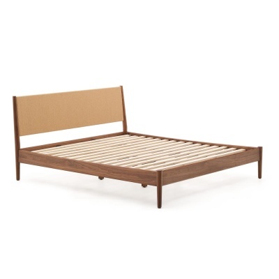 Cama de casal Elani, madeira nogueira