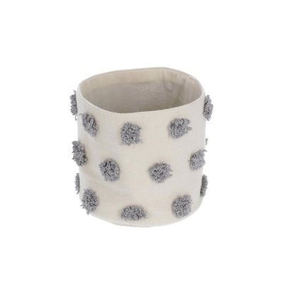 Cesta Khris, algodão, bege/cinza, Ø22x22