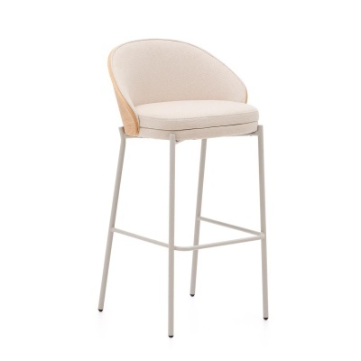 Cadeira alta Emmy, estofada, madeira, bege, 77cm