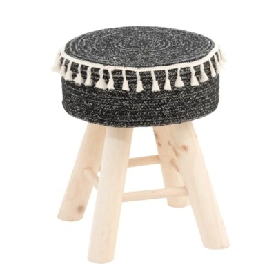 Tamborete Macrê, madeira/juta, Ø30x41