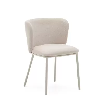 Cadeira estofada chenille bege Cilia